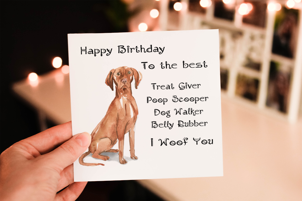 Hungarian Vizsla Dog Birthday Card, Dog Birthday Card